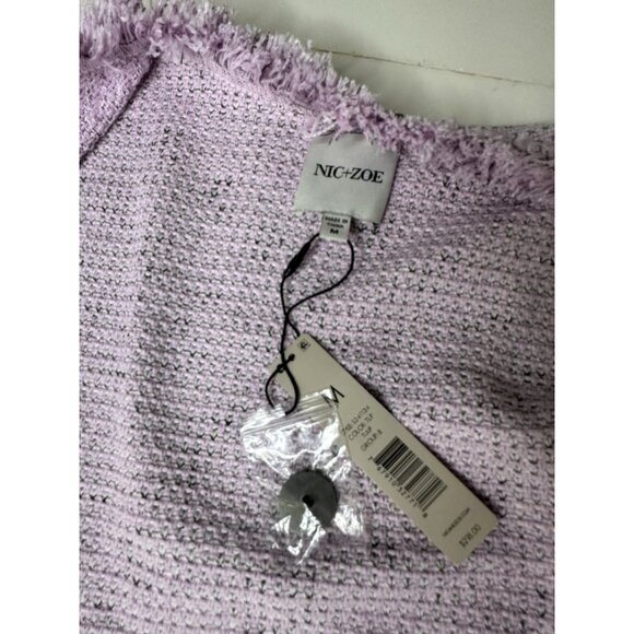 NIC+ZOE FRINGE MIX KNIT POCKET JACKET Open Front Blazer Tulip M NWT - Picture 4 of 9